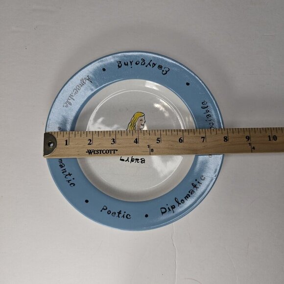 POTTERY BARN Ceramic Libra Zodiac What's Your Sign 8" Dessert Salad Plate Blue - Picture 5 of 6